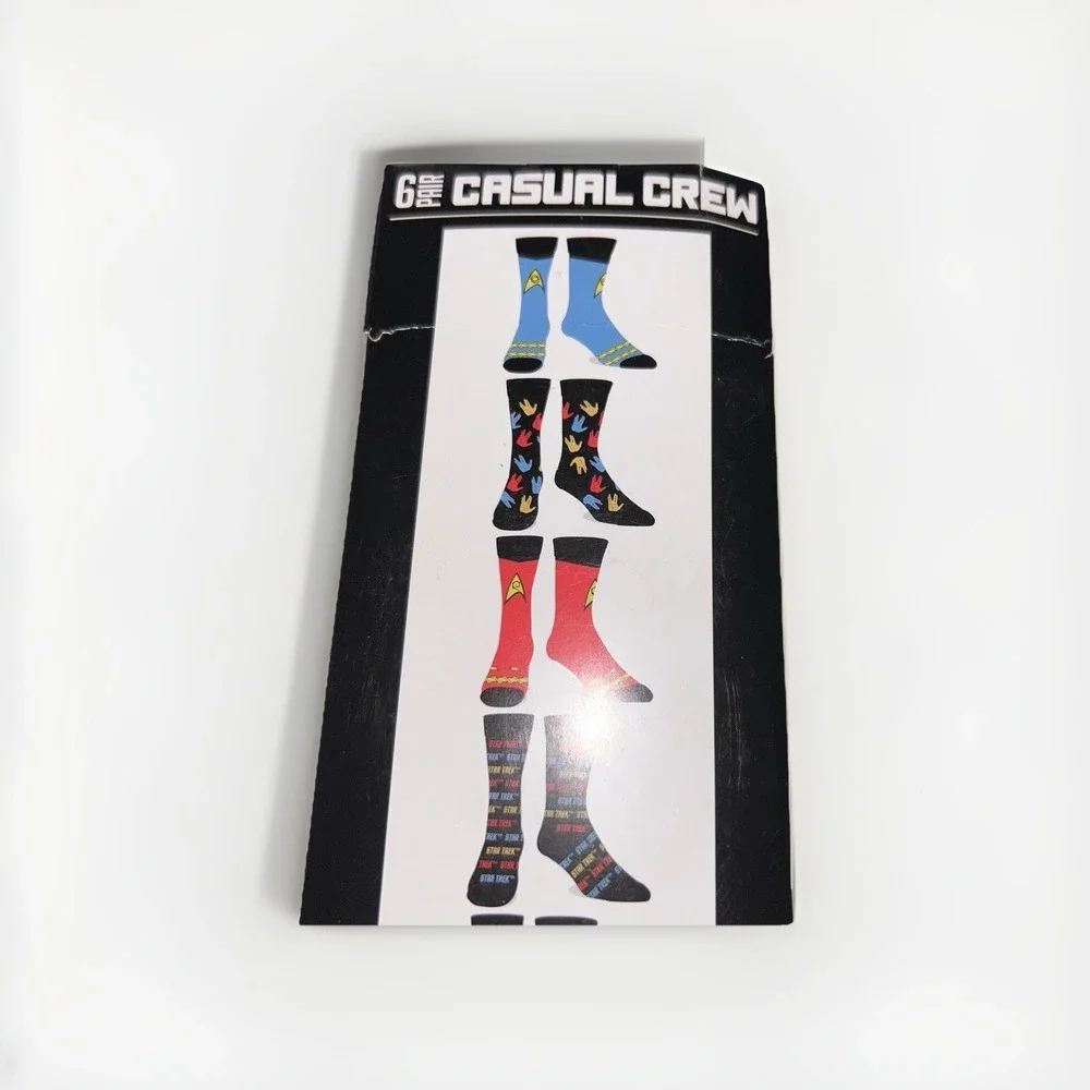 Star Trek Universe Mens 6 Pair Casual Crew Socks Shoe Size 8-12 Multicolor New